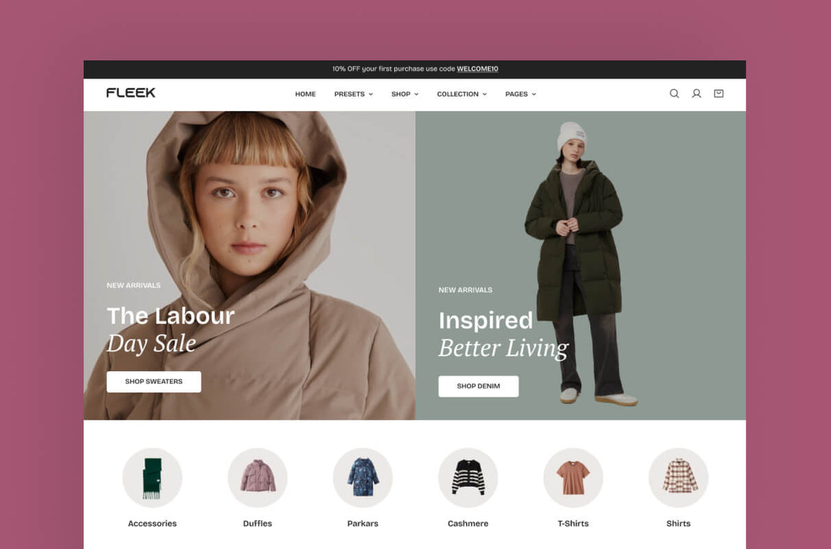 Fleek preset homepage
