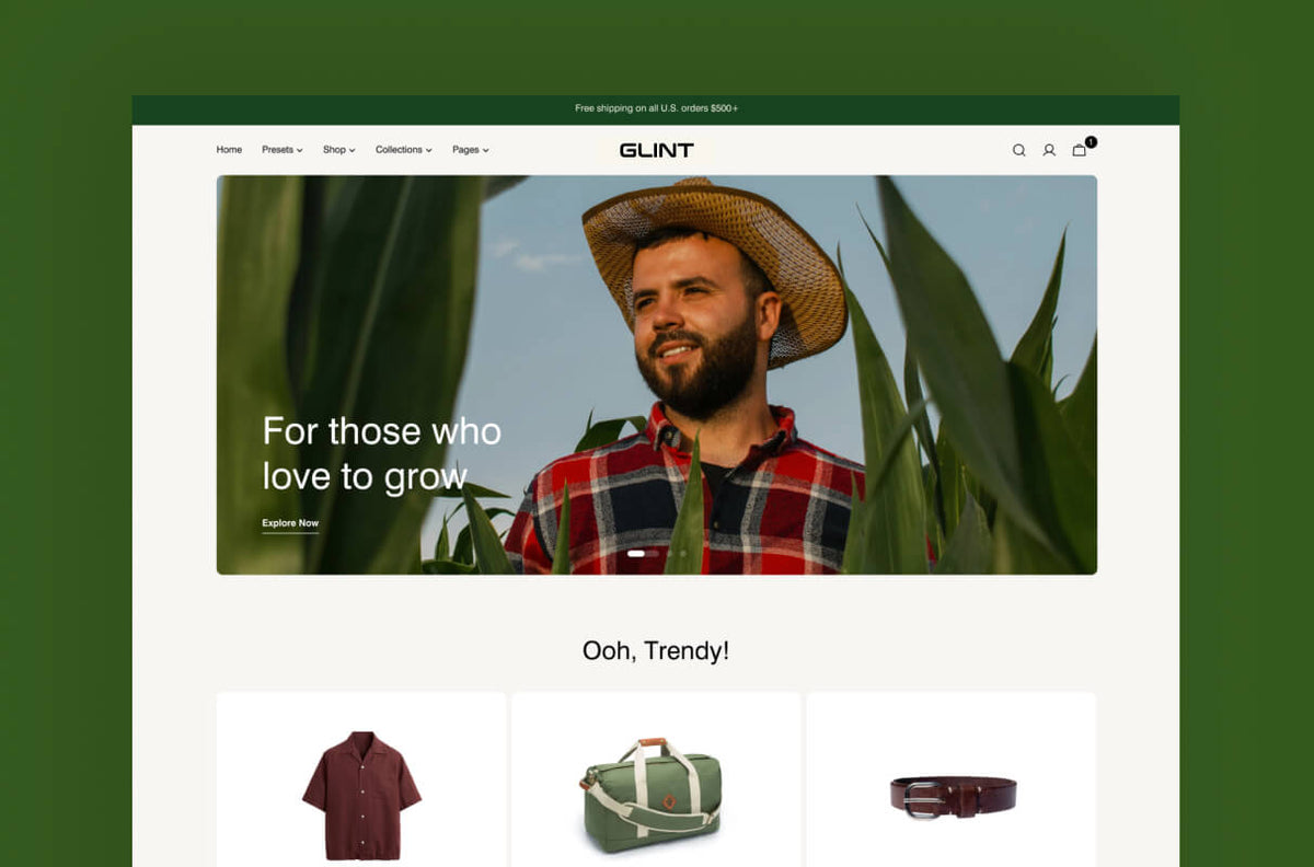 Glint preset homepage
