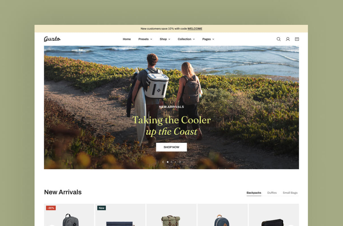 Gusto preset homepage
