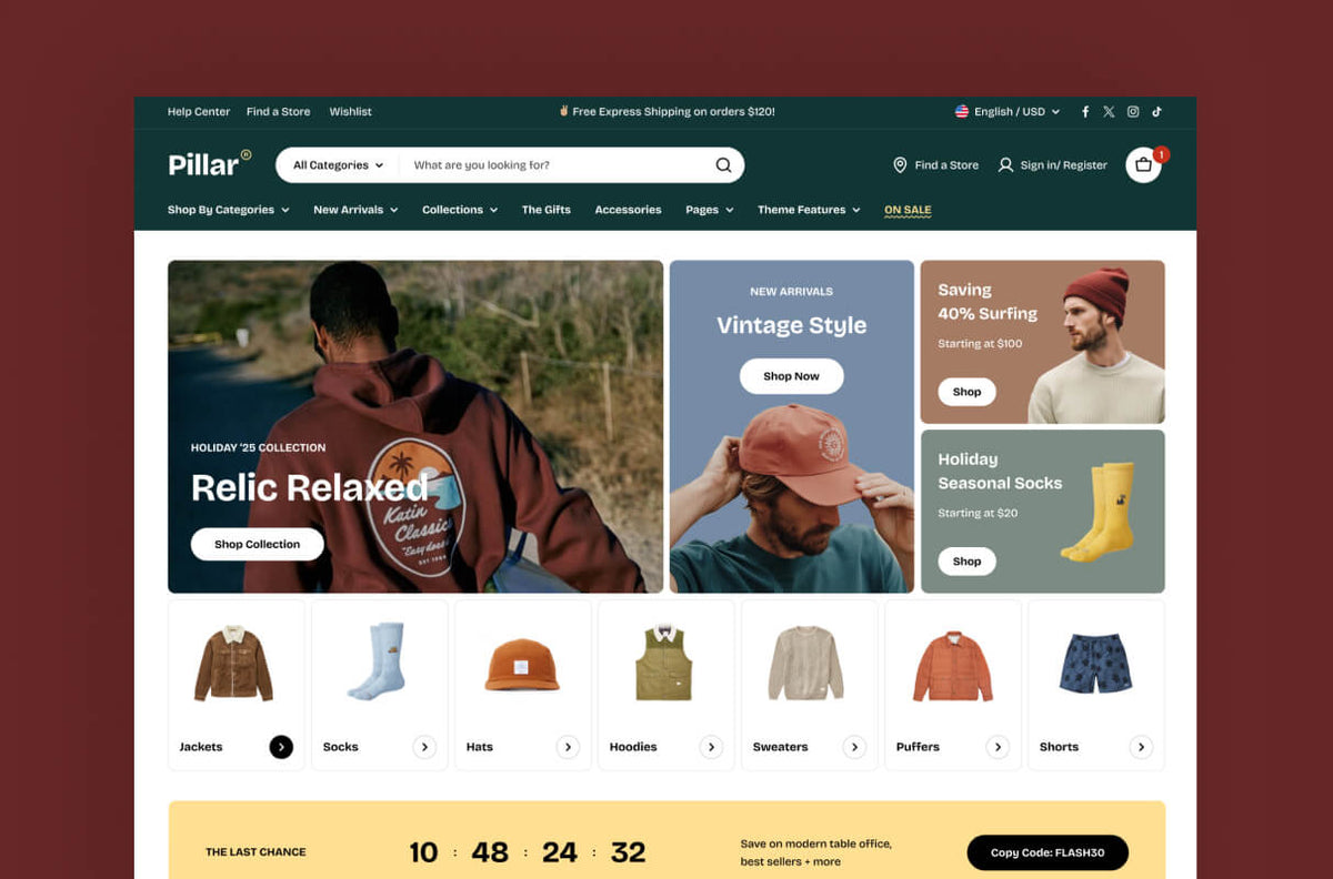 Pillar preset homepage