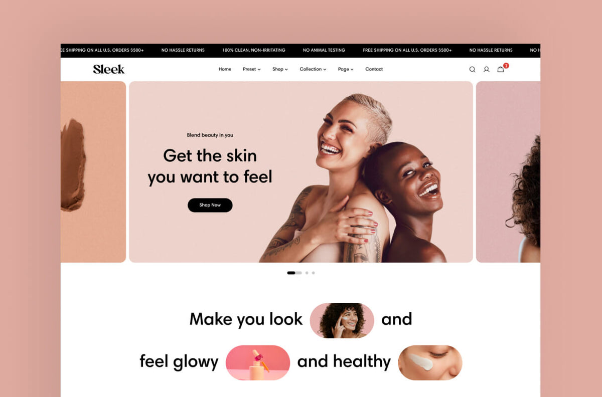 Sleek preset homepage