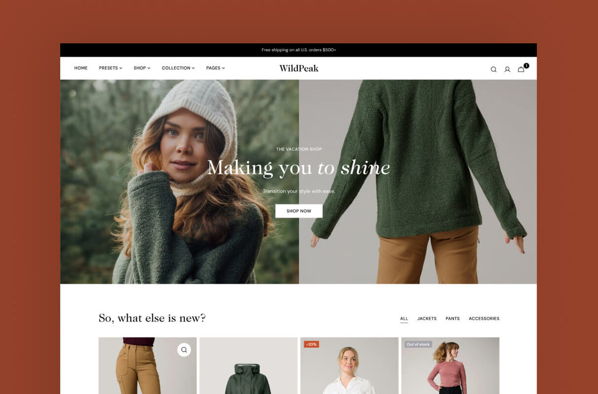 Wildpeak preset homepage